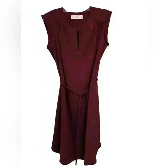 AMANDA UPRICHARD Merlot Colored Sleeveless V-Neck Popover Tie Waist Dress Size S - Picture 9 of 11